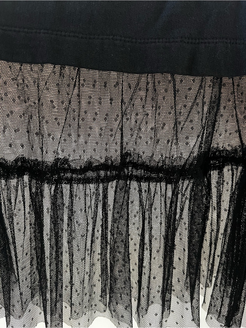 Anthropologie Black Pullover Sweatshirt with Dotted Tulle Hem - Picture 6 of 10